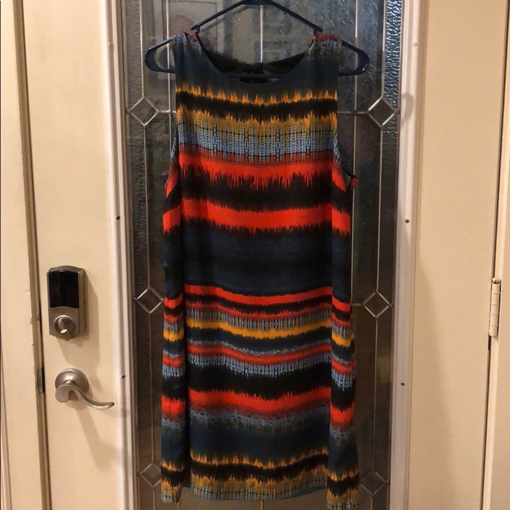 Kensie Dress, L. Sleeveless, multi-colored, lined.